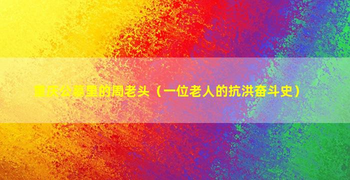 重庆公墓里的周老头（一位老人的抗洪奋斗史）