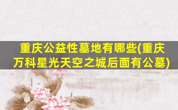 重庆公益性墓地有哪些(重庆万科星光天空之城后面有公墓)