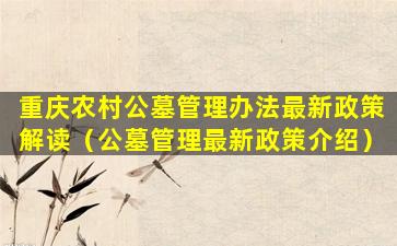 重庆农村公墓管理办法最新政策解读（公墓管理最新政策介绍）