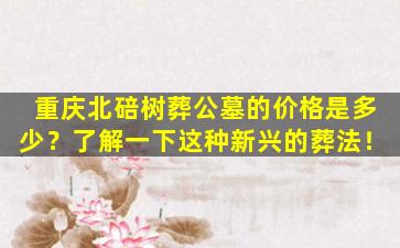 重庆北碚树葬公墓的价格是多少？了解一下这种新兴的葬法！