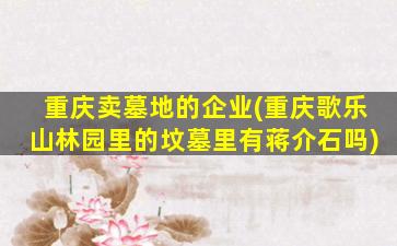 重庆卖墓地的企业(重庆歌乐山林园里的坟墓里有蒋介石吗)