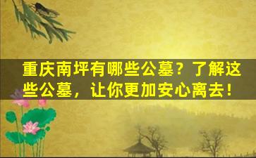 重庆南坪有哪些公墓？了解这些公墓，让你更加安心离去！
