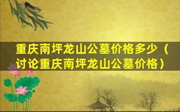 重庆南坪龙山公墓价格多少（讨论重庆南坪龙山公墓价格）