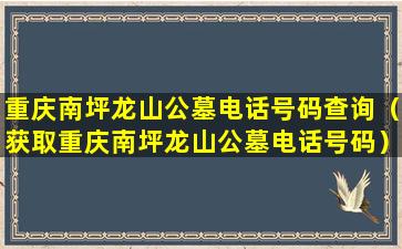 重庆南坪龙山公墓电话号码查询（获取重庆南坪龙山公墓电话号码）