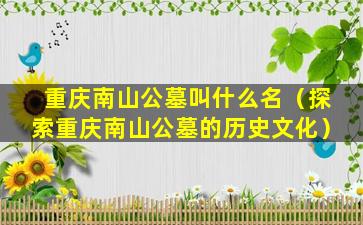 重庆南山公墓叫什么名（探索重庆南山公墓的历史文化）