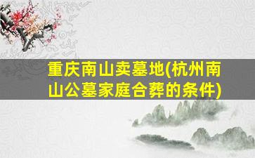 重庆南山卖墓地(杭州南山公墓家庭合葬的条件)