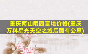 重庆南山陵园墓地价格(重庆万科星光天空之城后面有公墓)