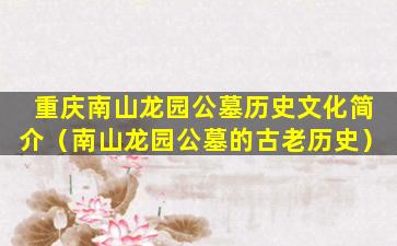 重庆南山龙园公墓历史文化简介（南山龙园公墓的古老历史）