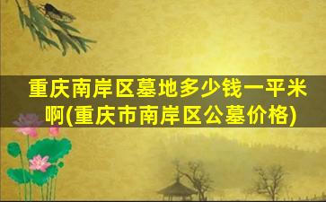 重庆南岸区墓地多少钱一平米啊(重庆市南岸区公墓价格)