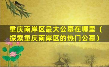 重庆南岸区最大公墓在哪里（探索重庆南岸区的热门公墓）