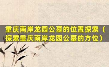 重庆南岸龙园公墓的位置探索（探索重庆南岸龙园公墓的方位）