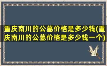 重庆南川的公墓价格是多少钱(重庆南川的公墓价格是多少钱一个)