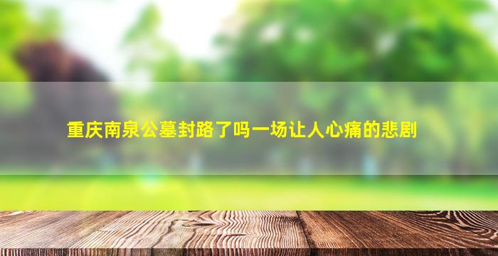 重庆南泉公墓封路了吗一场让人心痛的悲剧