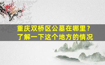 重庆双桥区公墓在哪里？了解一下这个地方的情况