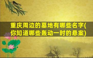 重庆周边的墓地有哪些名字(你知道哪些轰动一时的悬案)