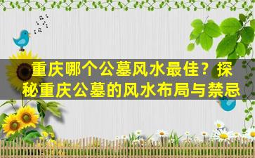 重庆哪个公墓风水最佳？探秘重庆公墓的风水布局与禁忌