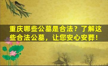 重庆哪些公墓是合法？了解这些合法公墓，让您安心安葬！