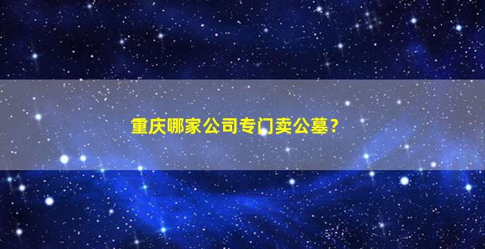 重庆哪家公司专门卖公墓？