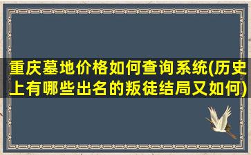 重庆墓地价格如何查询系统(历史上有哪些出名的叛徒结局又如何)