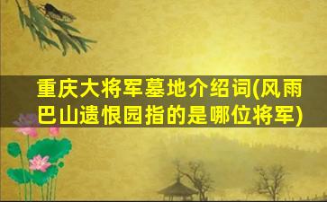 重庆大将军墓地介绍词(风雨巴山遗恨园指的是哪位将军)