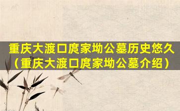 重庆大渡口庹家坳公墓历史悠久（重庆大渡口庹家坳公墓介绍）