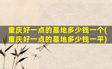 重庆好一点的墓地多少钱一个(重庆好一点的墓地多少钱一平)