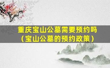 重庆宝山公墓需要预约吗（宝山公墓的预约政策）
