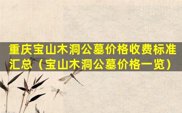 重庆宝山木洞公墓价格收费标准汇总（宝山木洞公墓价格一览）