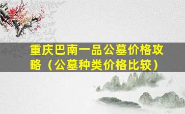 重庆巴南一品公墓价格攻略（公墓种类价格比较）