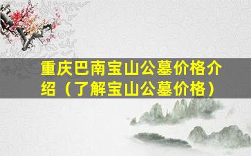 重庆巴南宝山公墓价格介绍（了解宝山公墓价格）