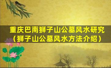 重庆巴南狮子山公墓风水研究（狮子山公墓风水方法介绍）