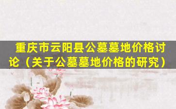 重庆市云阳县公墓墓地价格讨论（关于公墓墓地价格的研究）