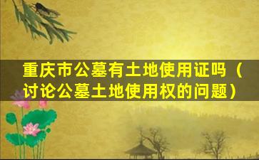 重庆市公墓有土地使用证吗（讨论公墓土地使用权的问题）