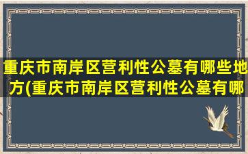 重庆市南岸区营利性公墓有哪些地方(重庆市南岸区营利性公墓有哪些公司)