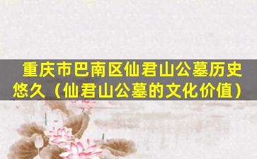 重庆市巴南区仙君山公墓历史悠久（仙君山公墓的文化价值）