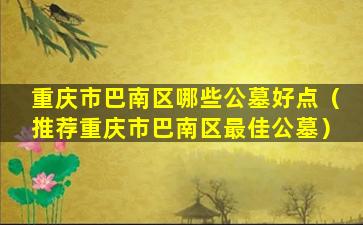 重庆市巴南区哪些公墓好点（推荐重庆市巴南区最佳公墓）