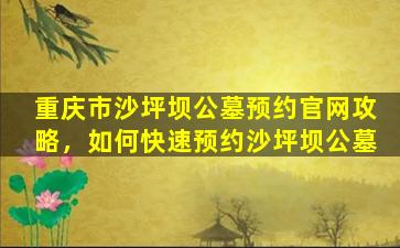 重庆市沙坪坝公墓预约官网攻略，如何快速预约沙坪坝公墓