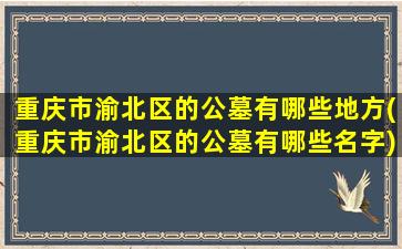 重庆市渝北区的公墓有哪些地方(重庆市渝北区的公墓有哪些名字)