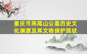 重庆市燕尾山公墓历史文化渊源及其文物保护现状
