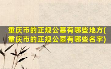 重庆市的正规公墓有哪些地方(重庆市的正规公墓有哪些名字)
