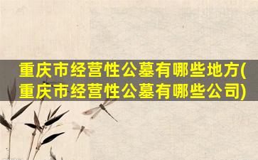 重庆市经营性公墓有哪些地方(重庆市经营性公墓有哪些公司)