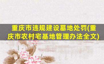 重庆市违规建设墓地处罚(重庆市农村宅基地管理办法全文)
