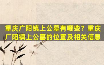 重庆广阳镇上公墓有哪些？重庆广阳镇上公墓的位置及相关信息