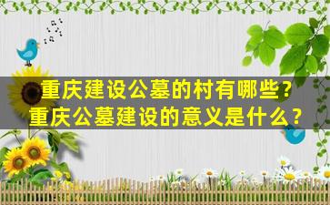 重庆建设公墓的村有哪些？重庆公墓建设的意义是什么？