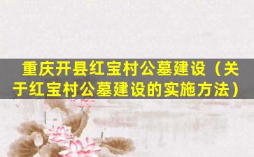 重庆开县红宝村公墓建设（关于红宝村公墓建设的实施方法）
