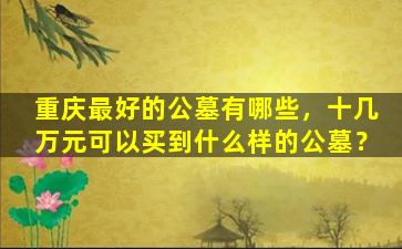 重庆最好的公墓有哪些，十几万元可以买到什么样的公墓？