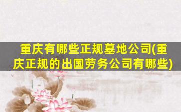 重庆有哪些正规墓地公司(重庆正规的出国劳务公司有哪些)