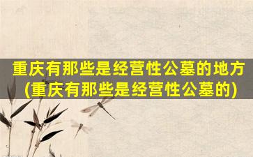 重庆有那些是经营性公墓的地方(重庆有那些是经营性公墓的)