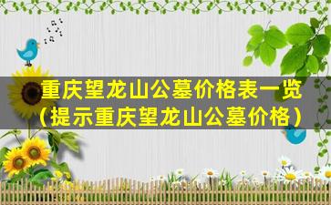 重庆望龙山公墓价格表一览（提示重庆望龙山公墓价格）