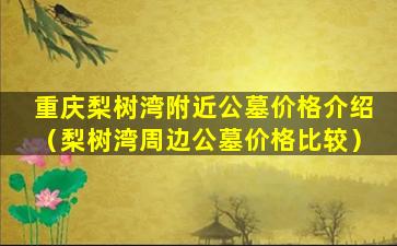 重庆梨树湾附近公墓价格介绍（梨树湾周边公墓价格比较）